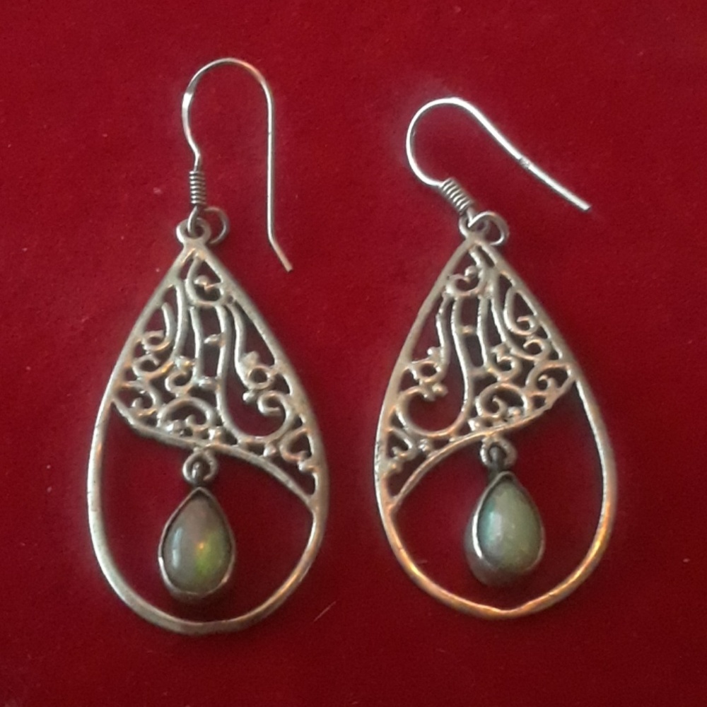 92.5 Silver Opal Earrings